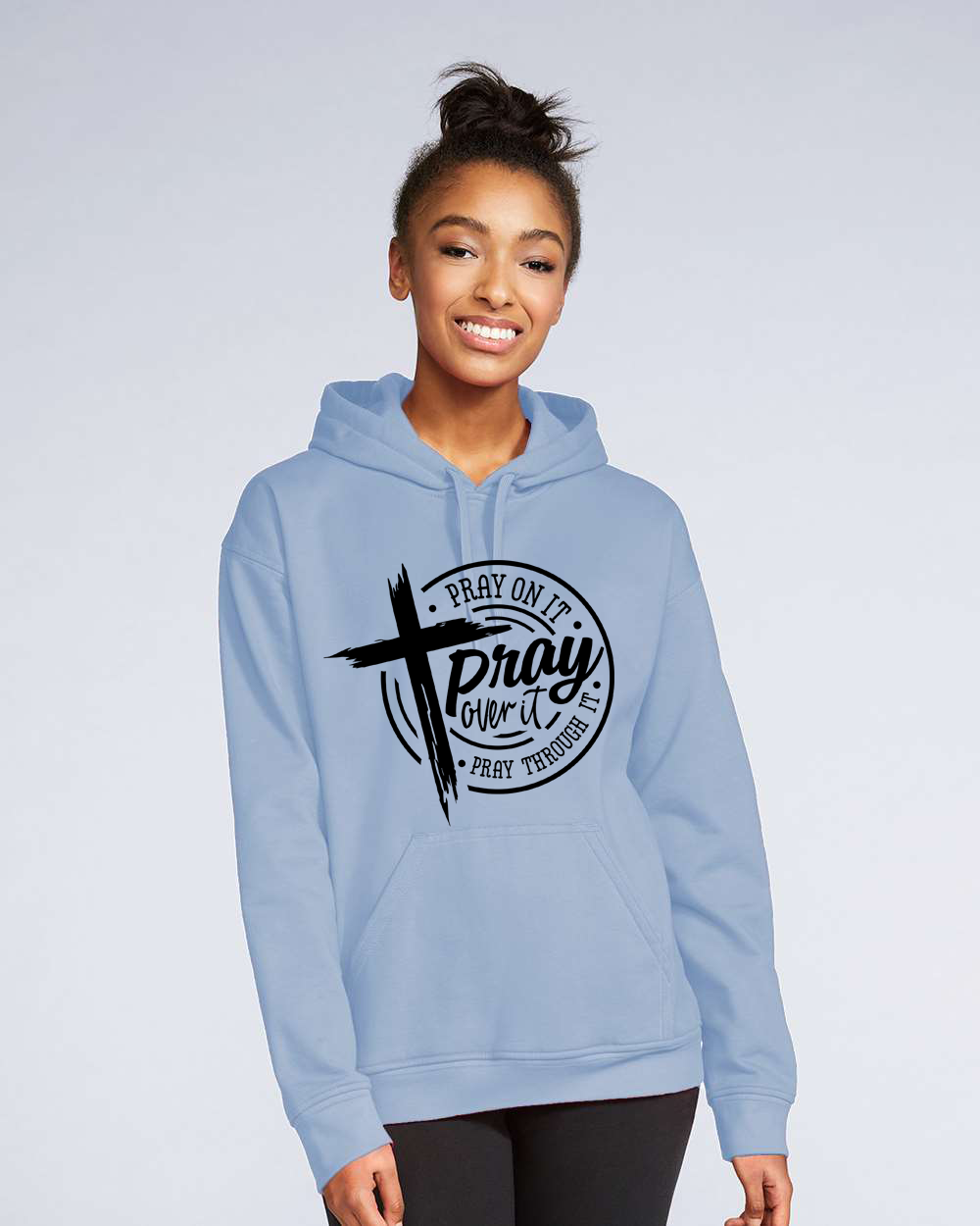 Pray On It, Pray Over It, Pray Through It Faith Hoodie